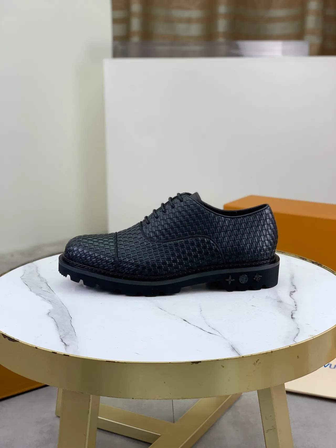 Louis Vuitton Woven Leather Cap Toe Oxford Shoes 5