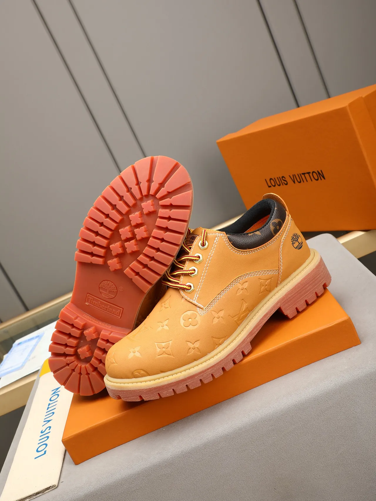Louis Vuitton x Timberland Monogram Tan Work Boots 4