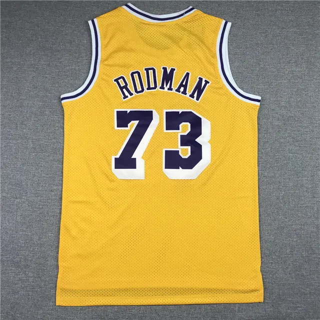 Mitchell & Ness Hardwood Classics 1998–99 Dennis Rodman Lakers Camiseta de Malha Amarela Roxa 2