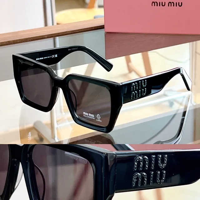 Miu Miu Arcadie Óculos de Sol Marrom Bege Oversized Armação Quadrada Acetato Tartaruga 6