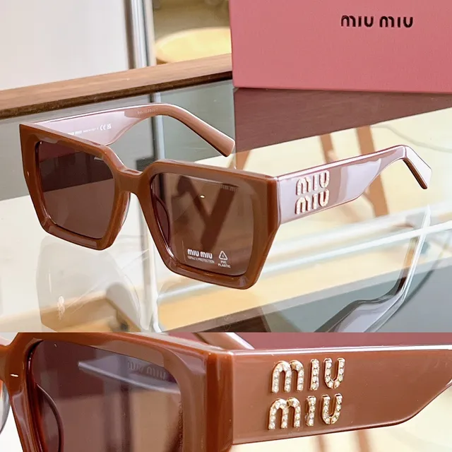Miu Miu Arcadie Óculos de Sol Marrom Bege Oversized Armação Quadrada Acetato Tartaruga 8