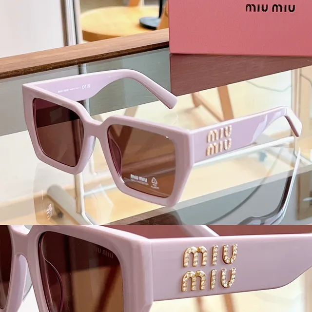 Miu Miu Arcadie Óculos de Sol Marrom Bege Oversized Armação Quadrada Acetato Tartaruga 9