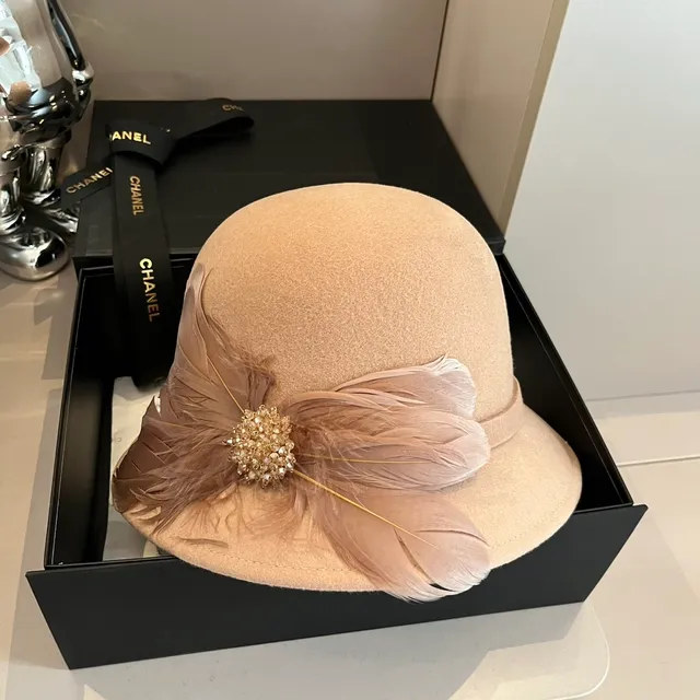 Miu Miu Beige Black Fedora de fieltro estructurado con ala ancha 2