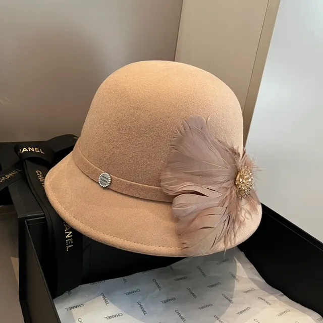 Miu Miu Beige Black Fedora de fieltro estructurado con ala ancha 3