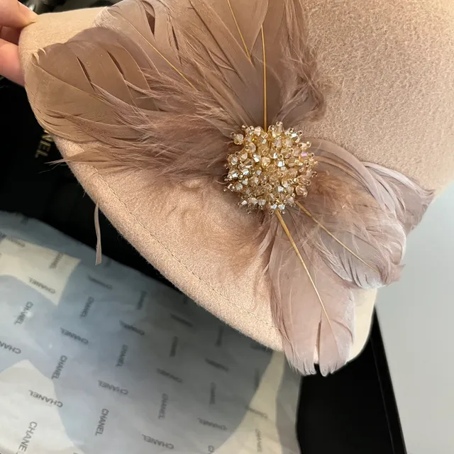 Miu Miu Beige Black Fedora de fieltro estructurado con ala ancha 5