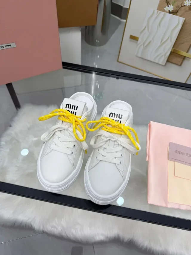 Miu Miu Wander 白黄 皮革鞋面 对比鞋带 生活方式运动鞋 5