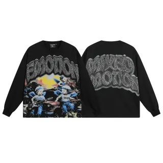 Mixed Emotion Emotion Graphic Print Oversized Long-Sleeve T-Shirt