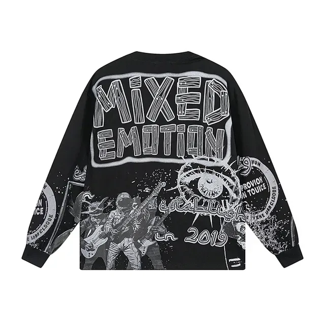 Mixed Emotion 2019 में स्थापित अंतरिक्ष यात्री ग्राफिक लॉन्ग स्लीव टी-शर्ट 3