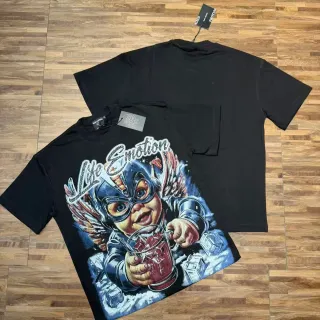 Mixed Emotion Like Emotion Graphic Print Black T-Shirt