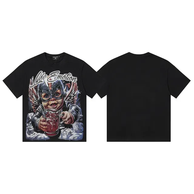 Mixed Emotion Like Emotion Graphic Print Black T-Shirt 2