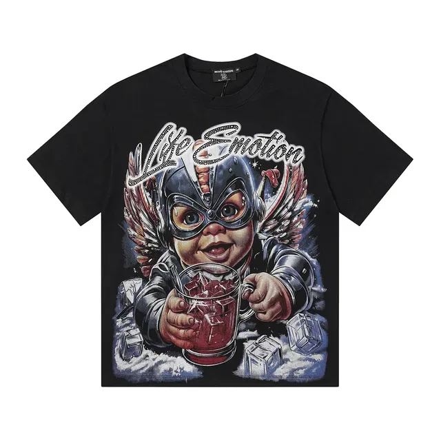Mixed Emotion Like Emotion Graphic Print Black T-Shirt 4