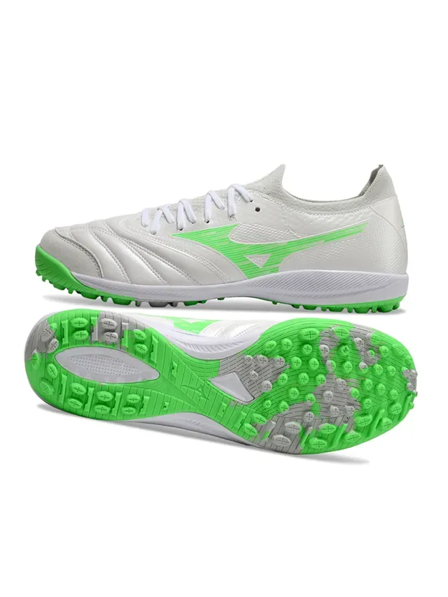 Mizuno أحذية كرة القدم Turf أبيض أخضر منخفضة مع الوجه الاصطناعي 6