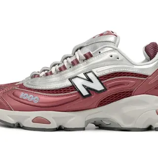 New Balance 1000 লাল এবং রূপালী মোটা স্নিকার