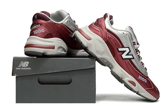 New Balance 1000 Red and Silver Chunky Sneakers 6