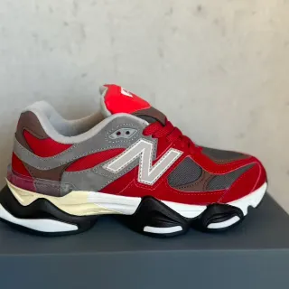 New Balance 9060 লাল ধূসর মোটা সোলের স্নিকার