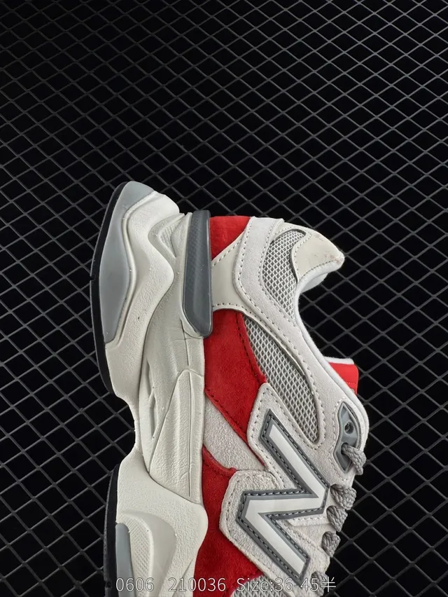 New Balance 9060 Tênis Chunky Branco Vermelho Cinza 4