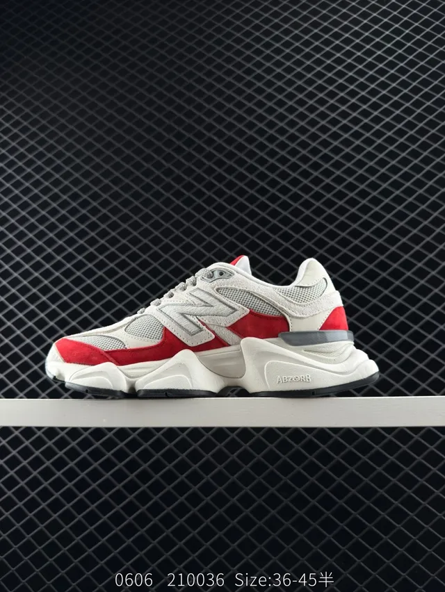 New Balance 9060 Tênis Chunky Branco Vermelho Cinza 6