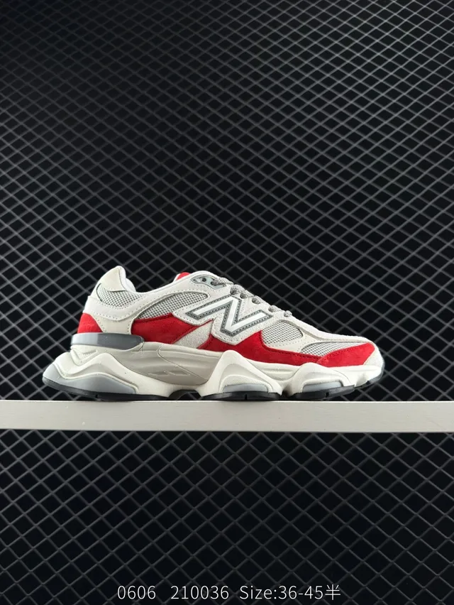New Balance 9060 Tênis Chunky Branco Vermelho Cinza 7