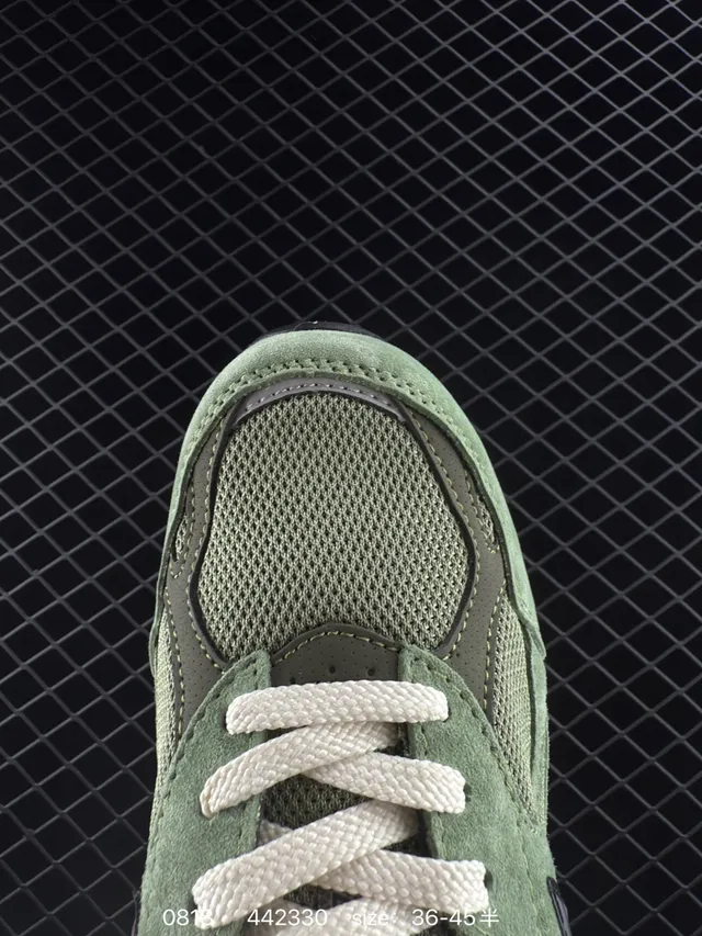 New Balance 990 Olive Green Suede and Mesh Chunky Sneakers 2