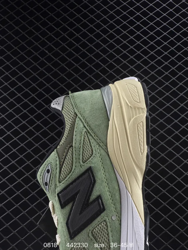 New Balance 990 Olive Green Suede and Mesh Chunky Sneakers 3