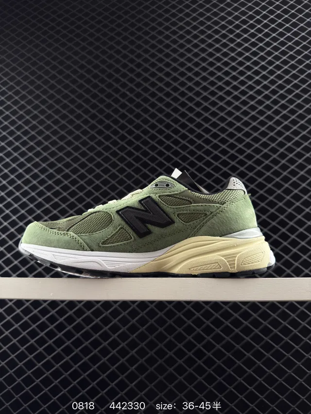 New Balance 990 Olive Green Suede and Mesh Chunky Sneakers 5