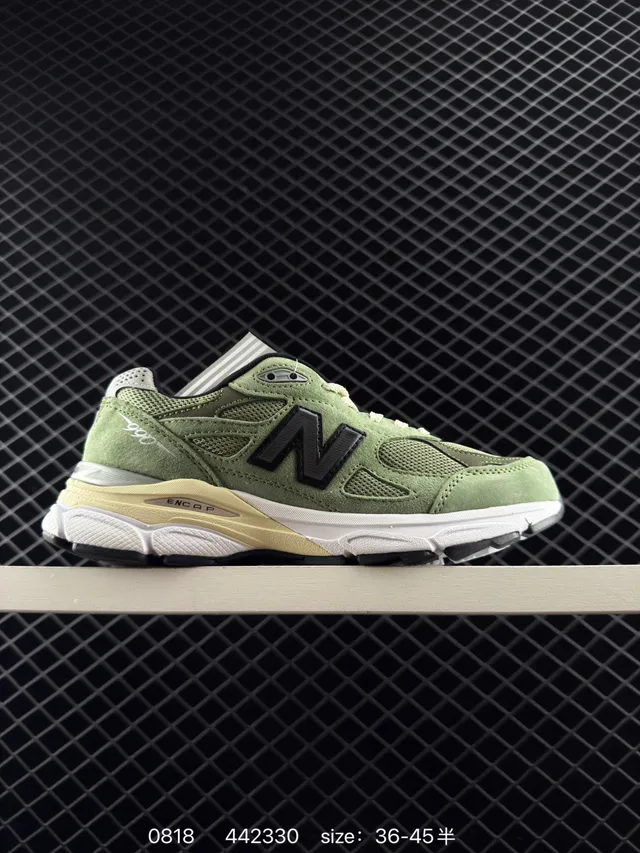 New Balance 990 Olive Green Suede and Mesh Chunky Sneakers 6