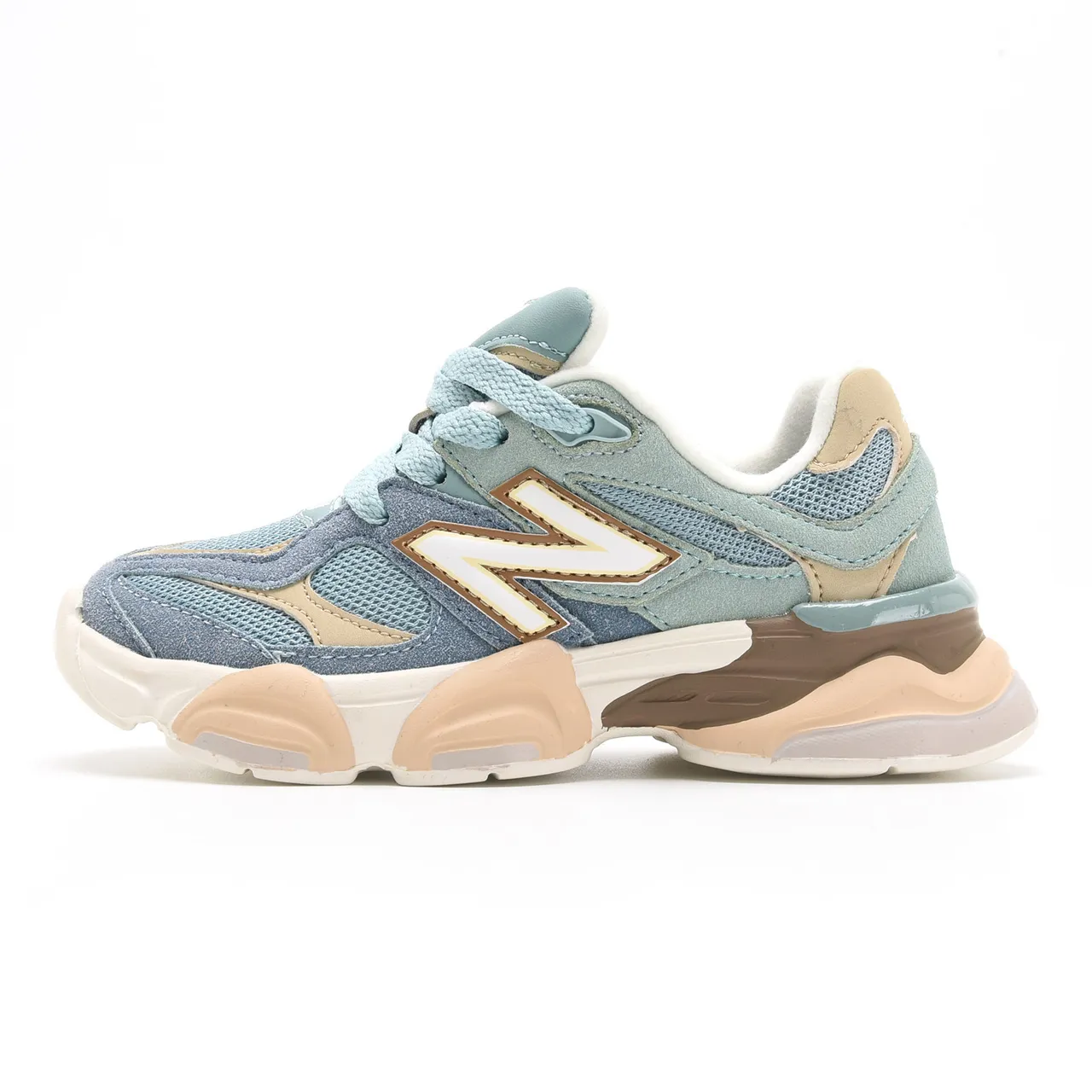 New Balance Bleu Beige Semelle Multicouche Oversized N Logo Chaussures Chunky 4