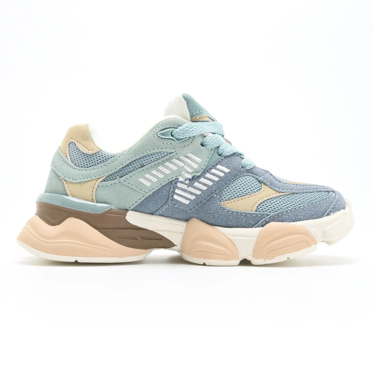 New Balance Bleu Beige Semelle Multicouche Oversized N Logo Chaussures Chunky 5