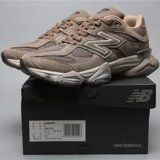 New Balance Marrom Bege Camada Superior de Couro de Camurça-Mesh Construção Assimétrica de Gaiola Tênis Chunky