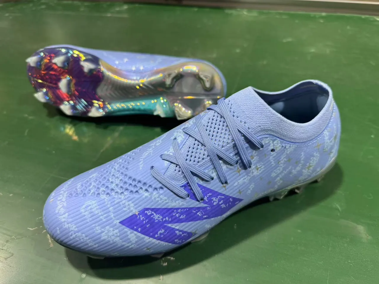 New Balance Furon Blue Orange منخفض القطع الجزء العلوي الاصطناعي المولد FG Studs Firm-Ground أحذية كرة القدم 3