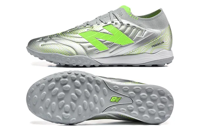 New Balance Tekela Silver Green কম-কাট সিন্থেটিক আপার মোল্ডেড আউটসোল টার্ফ সকার জুতো 9