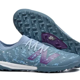 New Balance টার্ফ সকার জুতা নীল বেগুনি সিন্থেটিক আপার সক-ফিট কলার স্নিকার্স