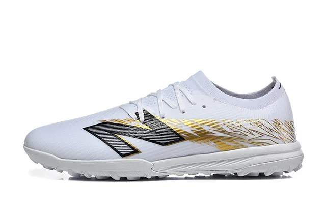 New Balance White Gold Knit Upper Synthetic Cage Overlay Turf Soccer Shoes 10