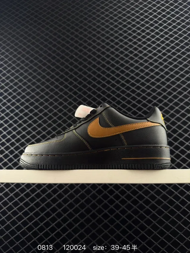 Nike Air Force 1 Low Black and Tan Lifestyle Sneakers 4
