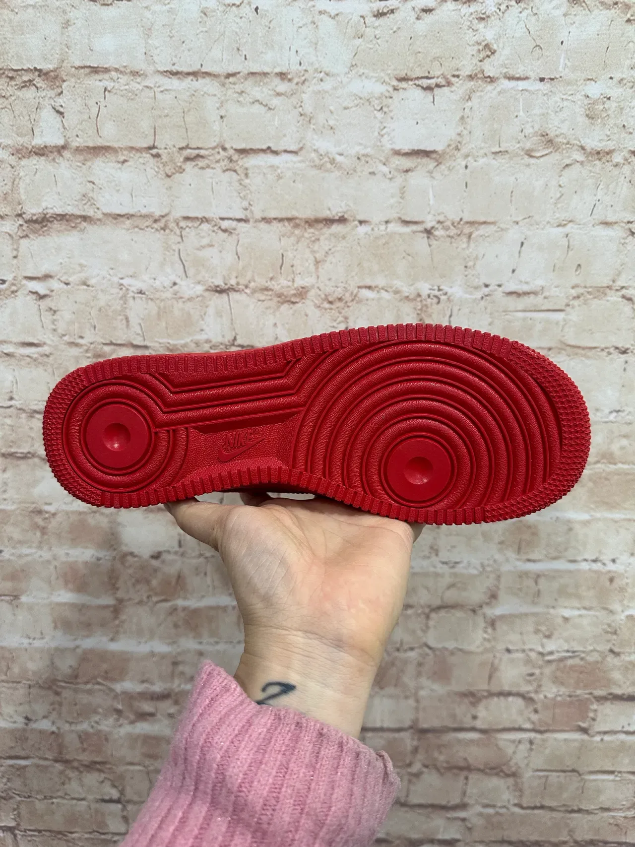 Nike Air Force 1 Monochromatic Red Woven Upper Lifestyle Sneakers 4