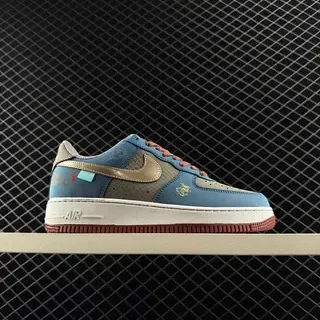 Nike Air Force 1 متعدد الألوان أزرق ذهبي أحمر حذاء رياضي لايف ستايل