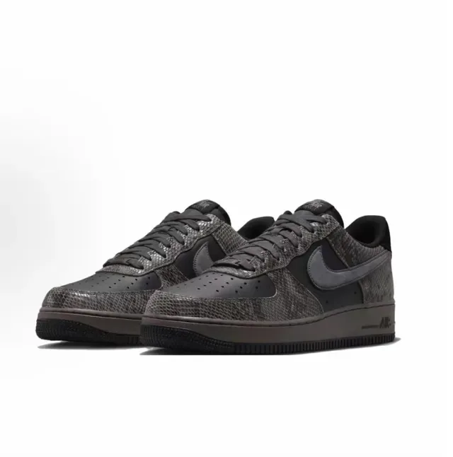 Nike Air Force 1 सांप त्वचा ग्रे ब्लैक लाइफस्टाइल स्नीकर 3