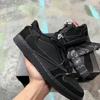 Nike Air Jordan 1 Low أحذية رياضية أسلوب حياة سوداء بيضاء مطروز
