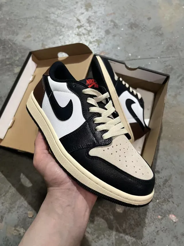 Nike Air Jordan 1 Low Brown White Black Lifestyle Sneakers 2