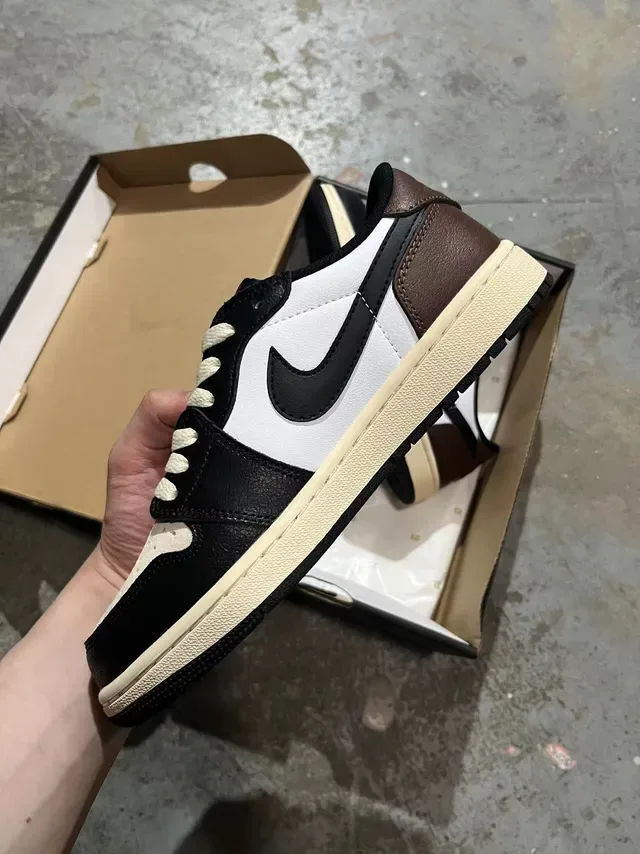 Nike Air Jordan 1 Low Brown White Black Lifestyle Sneakers 3
