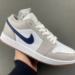 Nike Air Jordan 1 Low رمادي فातح أبيض أزرق بحري حياة أسلوب حذاء رياضي