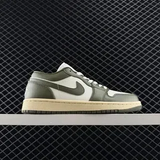 Nike Air Jordan 1 Low أخضر زيتوني وأبيض حذاء رياضي أسلوب حياة