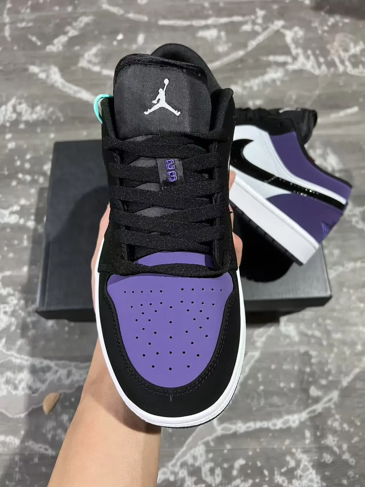Nike Air Jordan 1 Low Roxo Preto Branco Lifestyle Sneakers 3