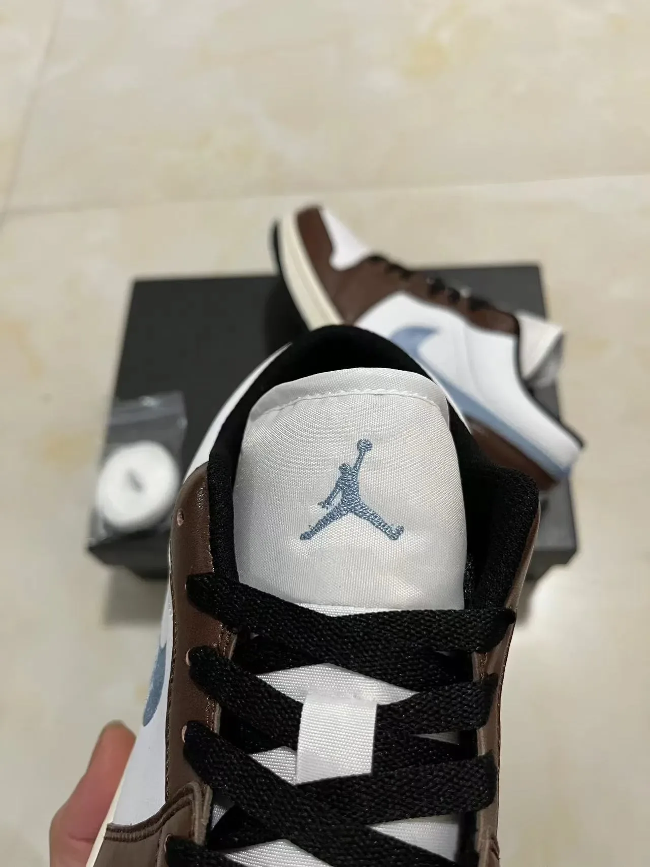 Nike Air Jordan 1 Low White Brown Blue Lifestyle Sneakers 4