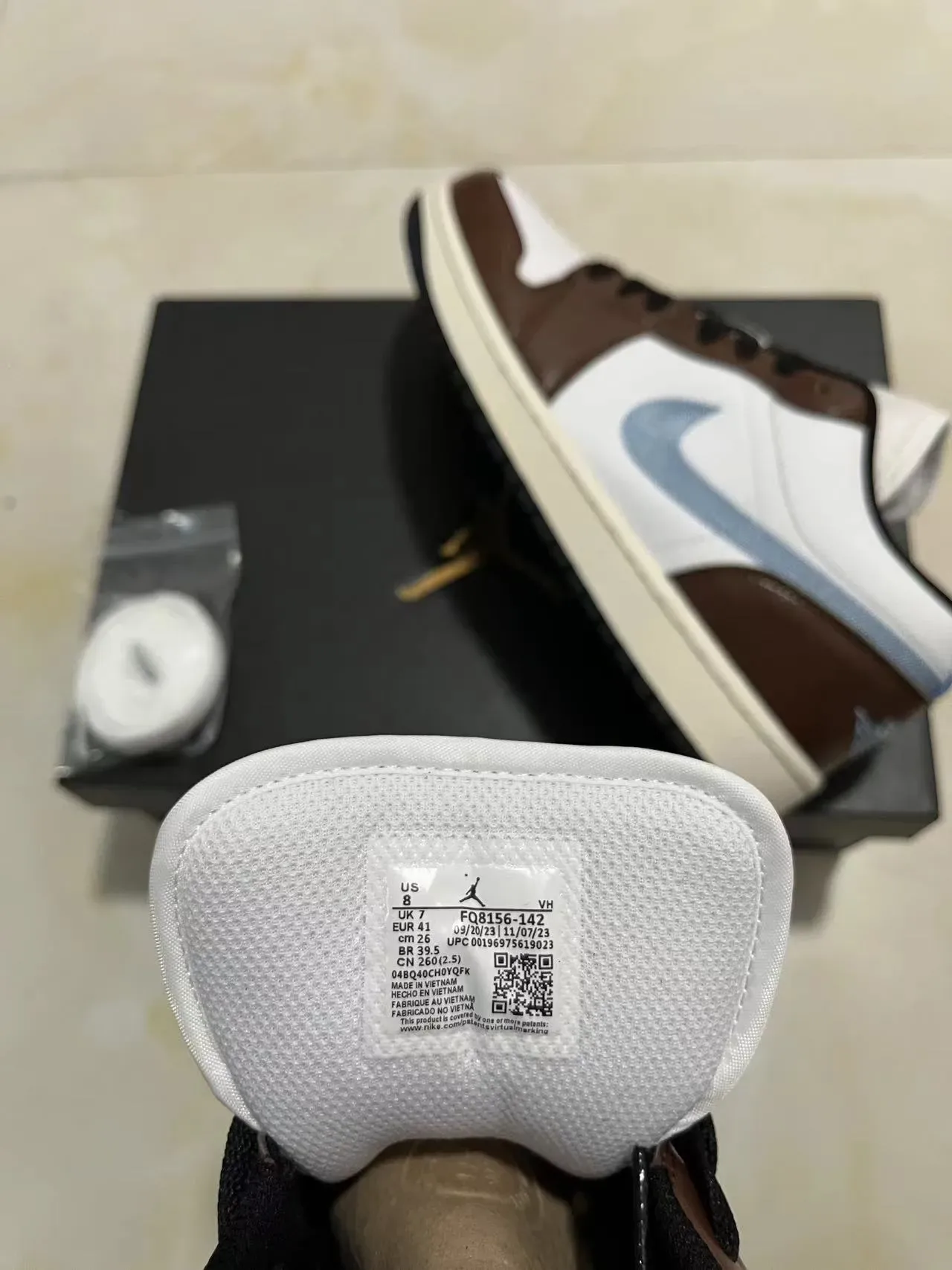 Nike Air Jordan 1 Low White Brown Blue Lifestyle Sneakers 9
