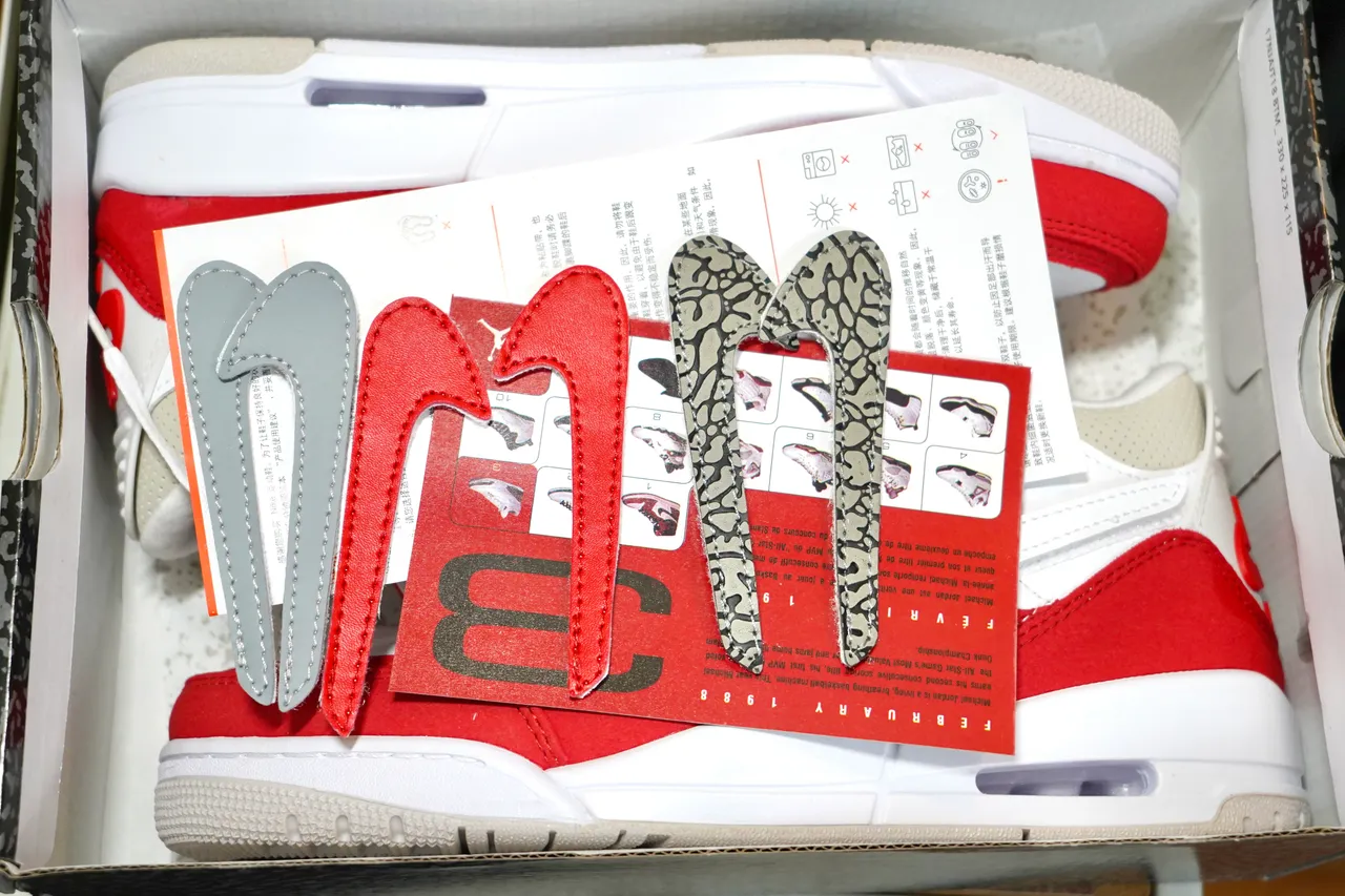Nike Air Jordan 3 Blanc Rouge Beige Chaussures de basketball 2