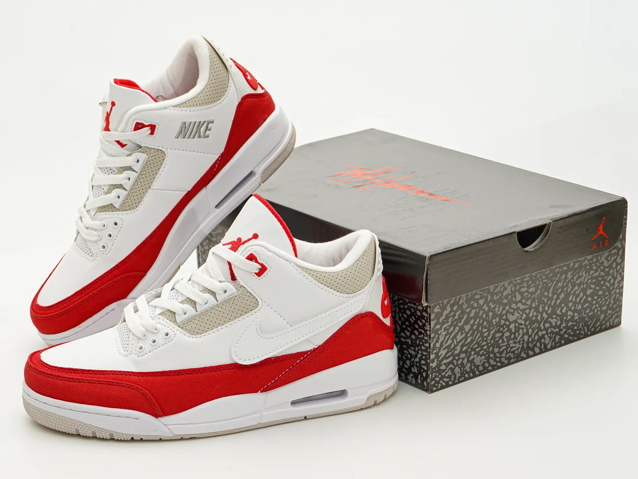 Nike Air Jordan 3 Blanc Rouge Beige Chaussures de basketball 6