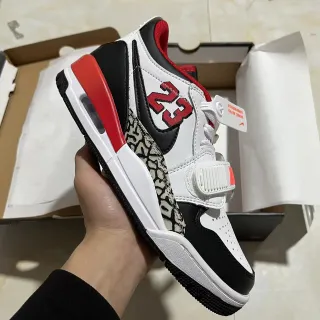 Nike Air Jordan Legacy 312 Branco Preto Vermelho Impressão de Elefante Tênis de basquete