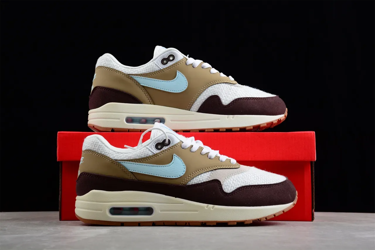 Nike Air Max 1 Bordeaux Beige Bleu Clair Sneakers Lifestyle 14