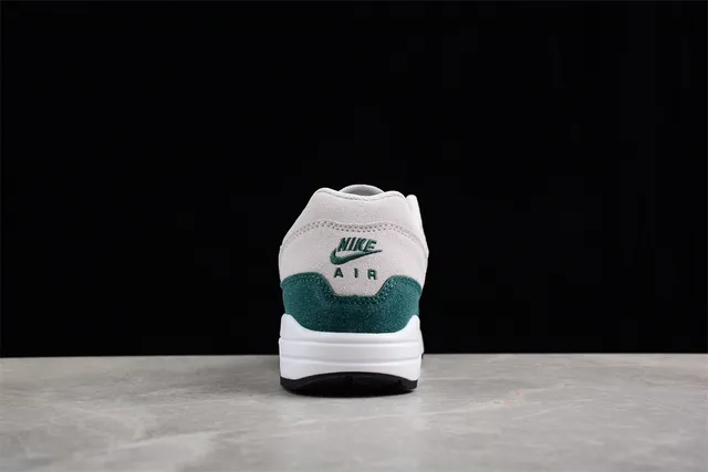 Nike Air Max 1 Light Gray and Deep Green Lifestyle Sneakers 3